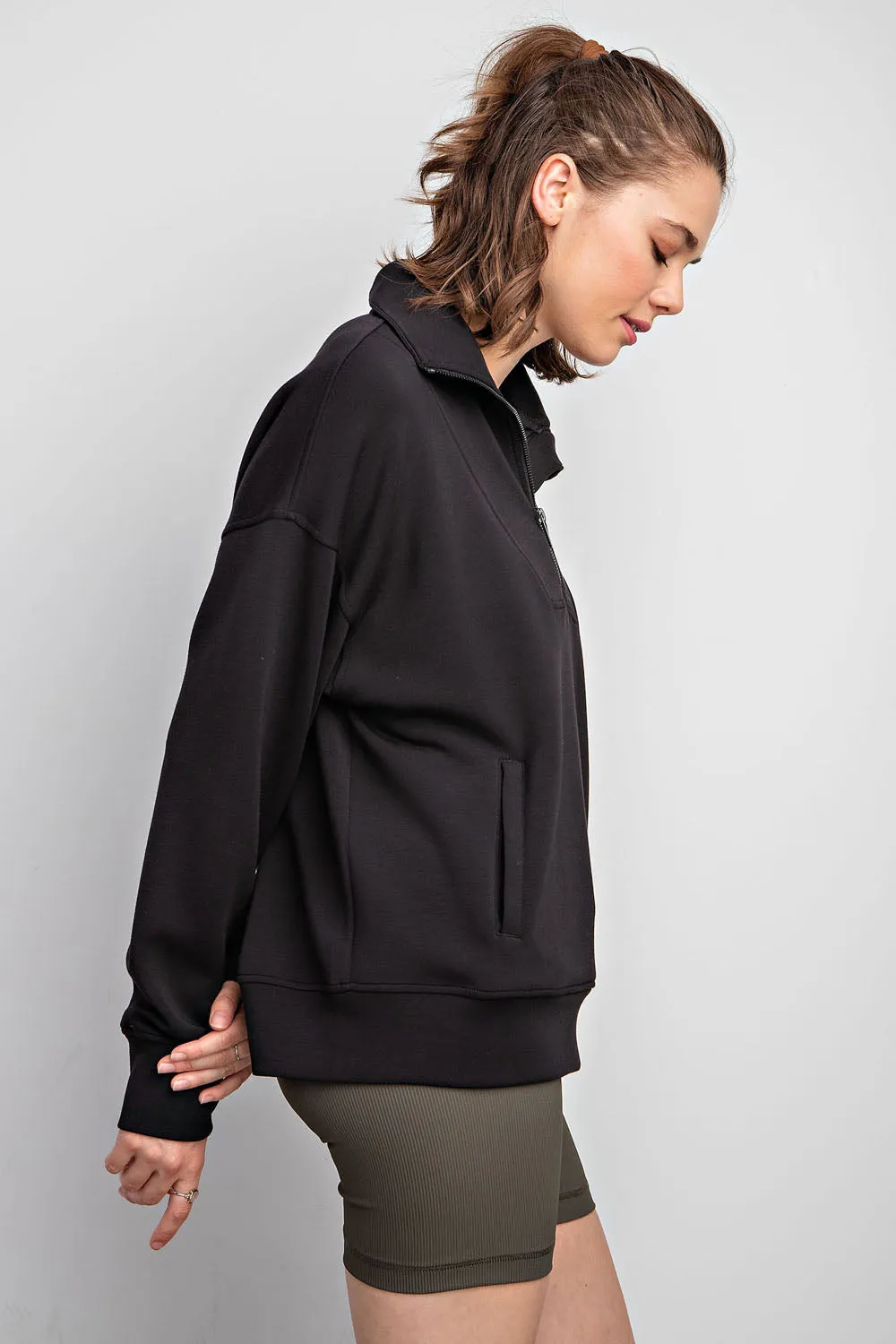 1/4 Zip Mock Neck Pullover