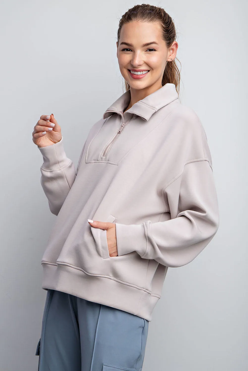 1/4 Zip Mock Neck Pullover