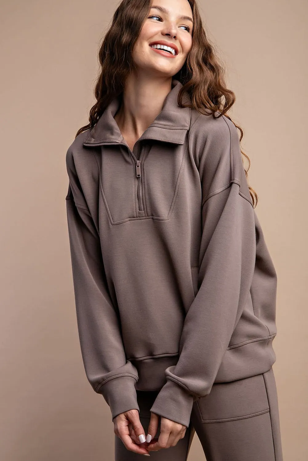 1/4 Zip Mock Neck Pullover