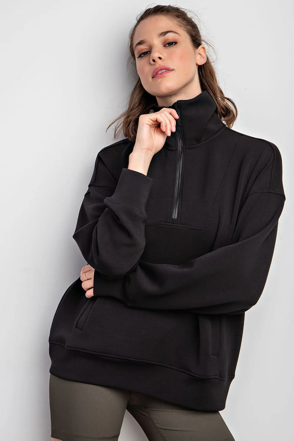 1/4 Zip Mock Neck Pullover