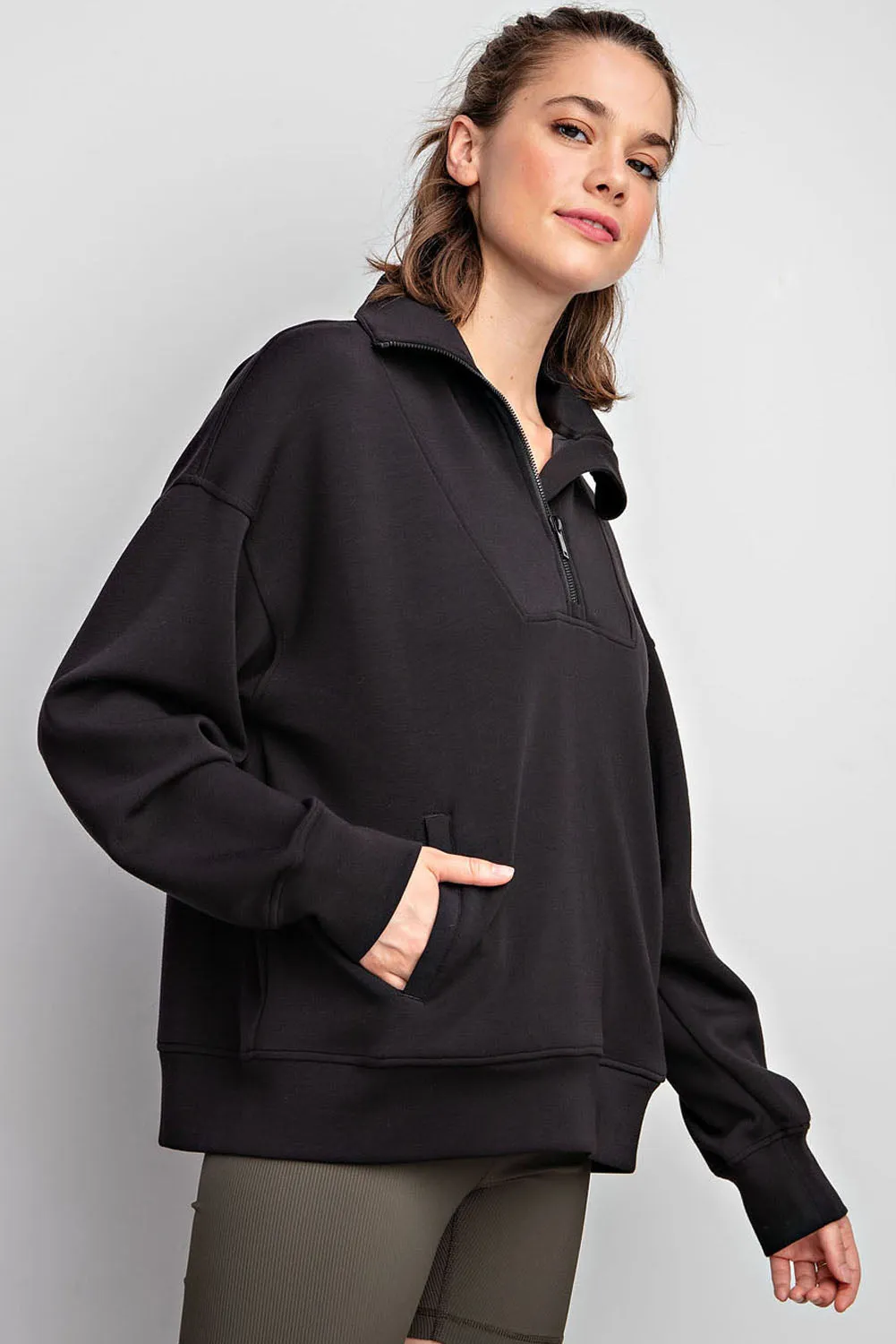 1/4 Zip Mock Neck Pullover