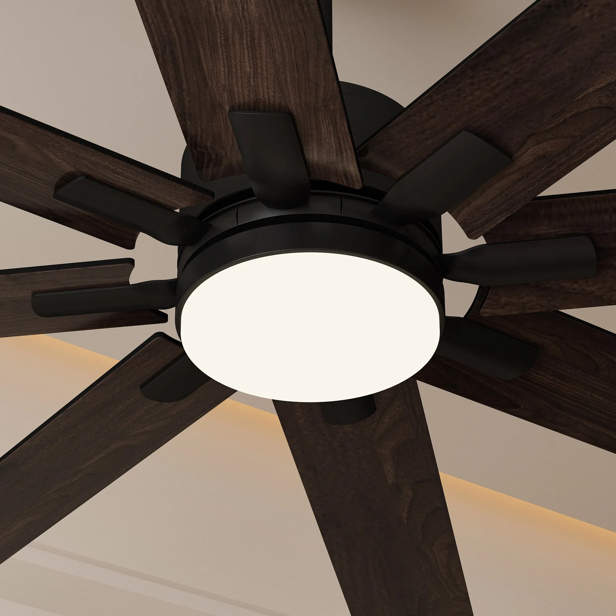 72-Inch Ceiling Fan with Dual-Tone Blades and 3-Color LED Light