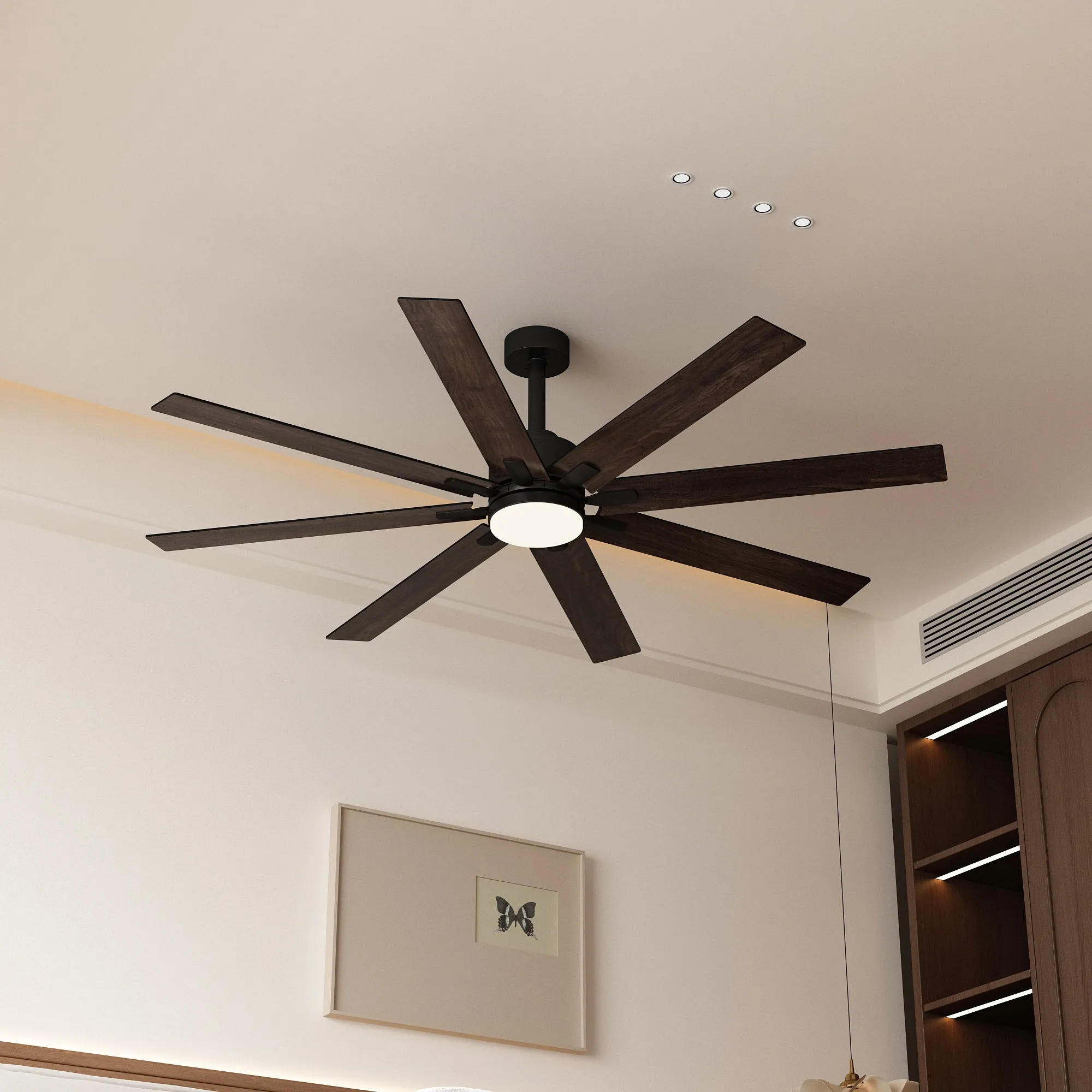 72-Inch Ceiling Fan with Dual-Tone Blades and 3-Color LED Light