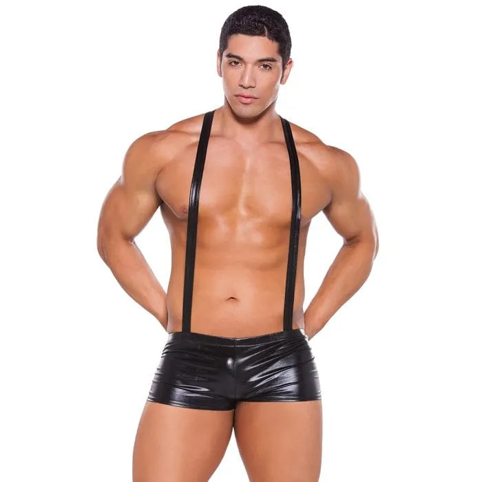 Allure Lingerie Zeus Wet Look Suspender Shorts One Size