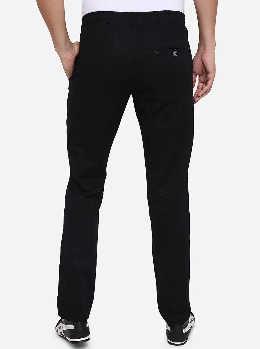 Black Solid Regular Fit Track Pant | JadeBlue