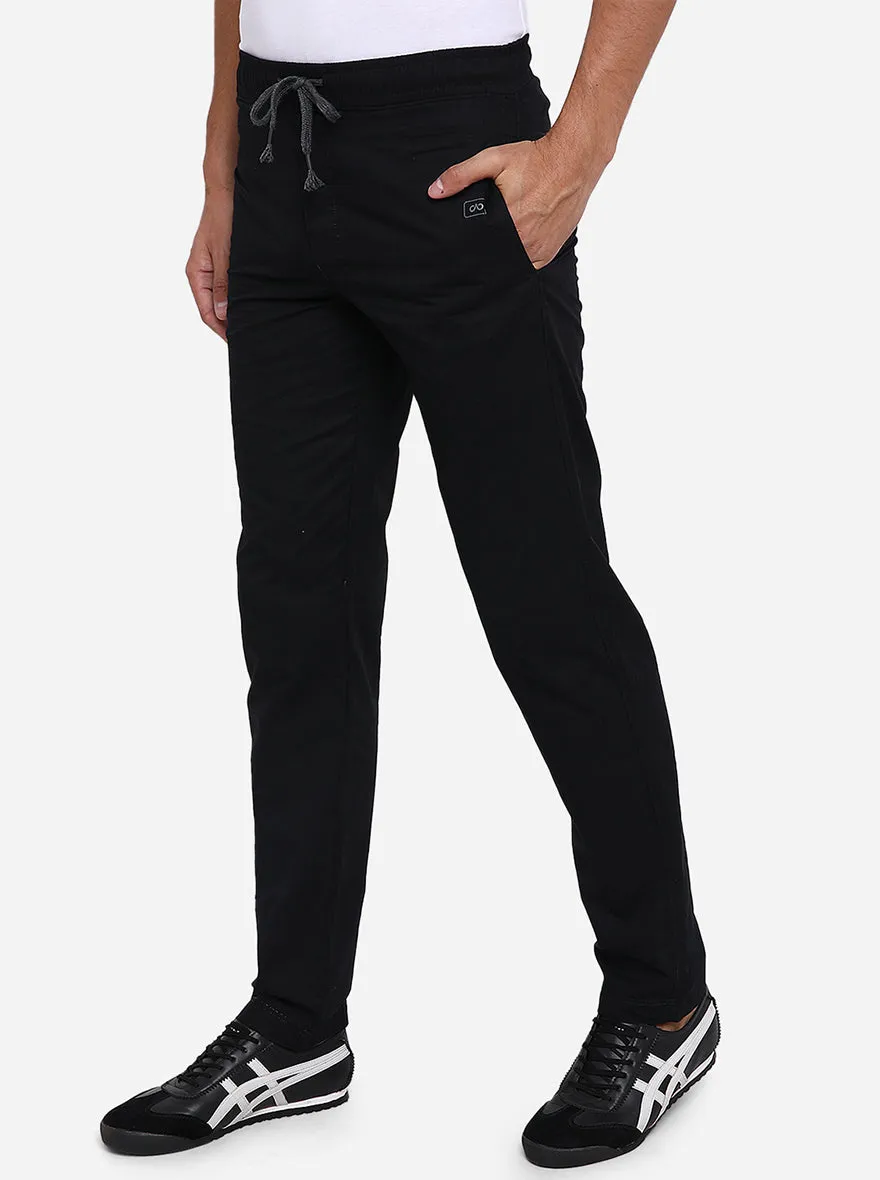 Black Solid Regular Fit Track Pant | JadeBlue