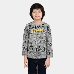 Boys Slub Jersey T-Shirt F/S Character All Over - Grey