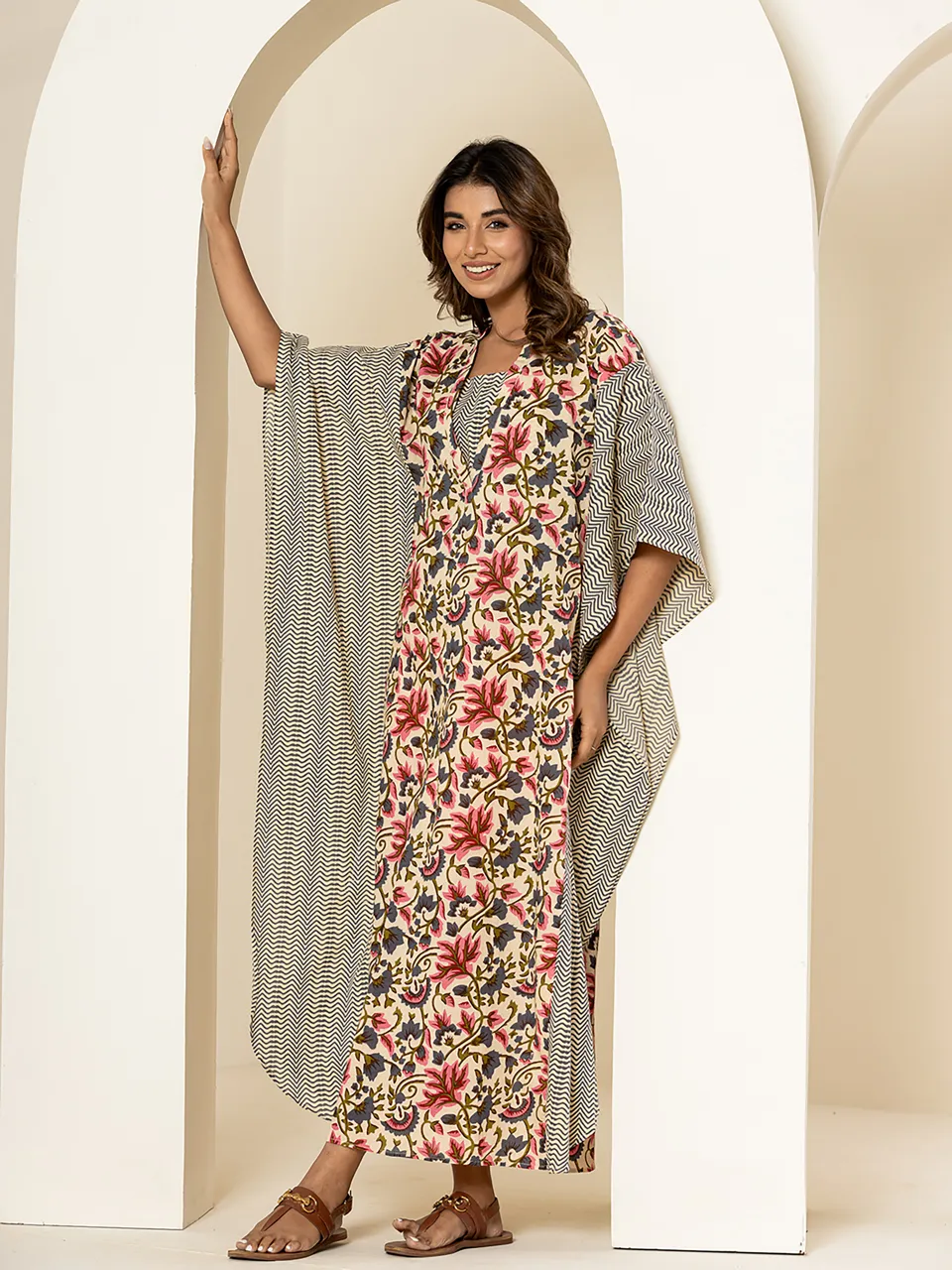 Chic off white slate - 2 piece Pure Cotton Kaftan Set