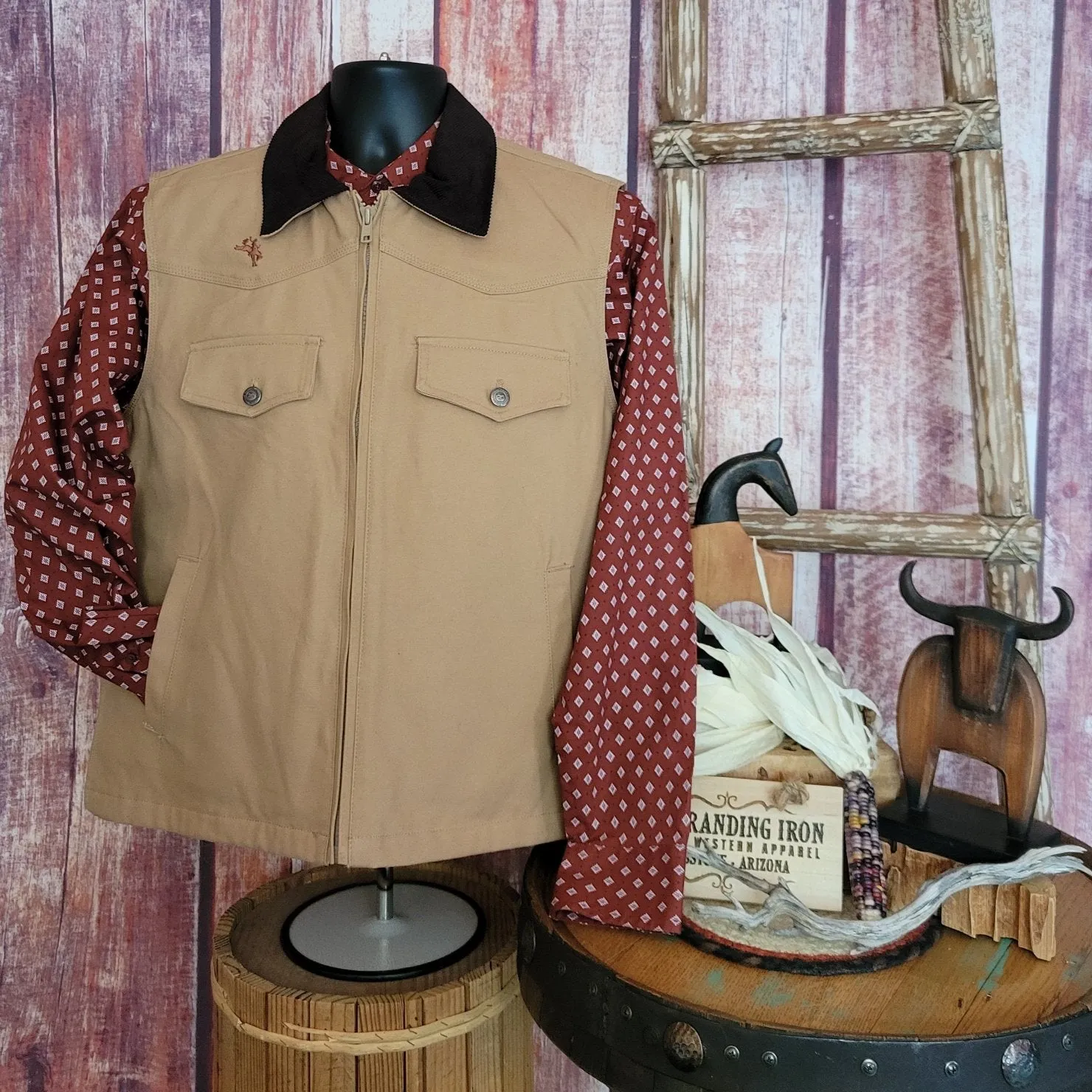 Conceal Carry Vest the "Cody" by Wyoming Traders BLK/TAN