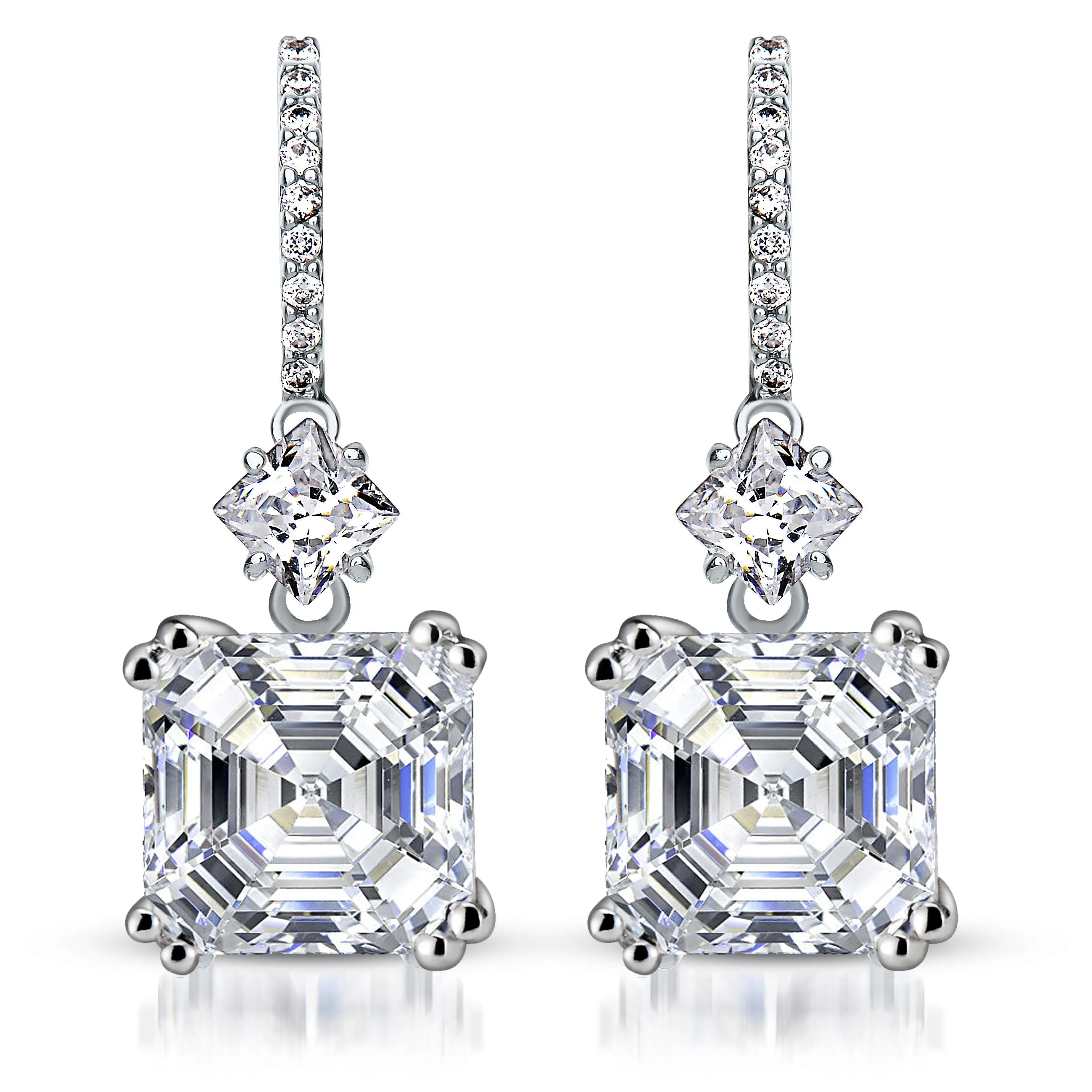 CZ Asscher Cut Dangling Earrings