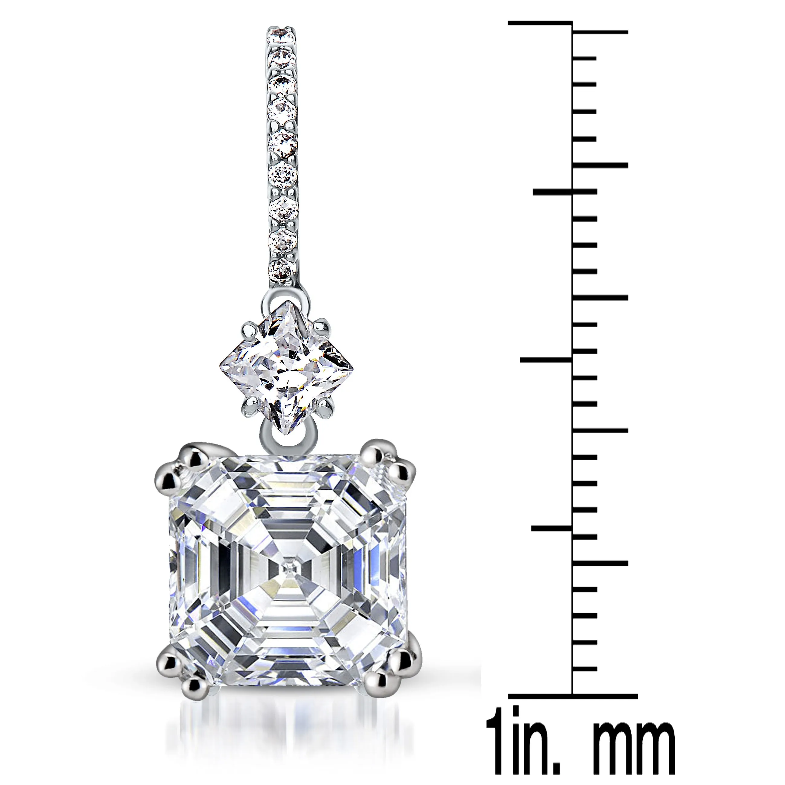 CZ Asscher Cut Dangling Earrings