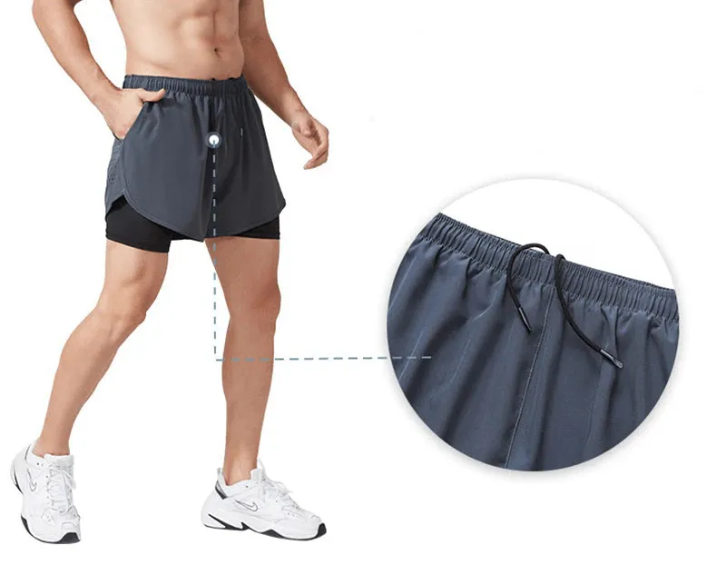 Double-deck Training Short Shorts with Pocket Back for Men - SF0440