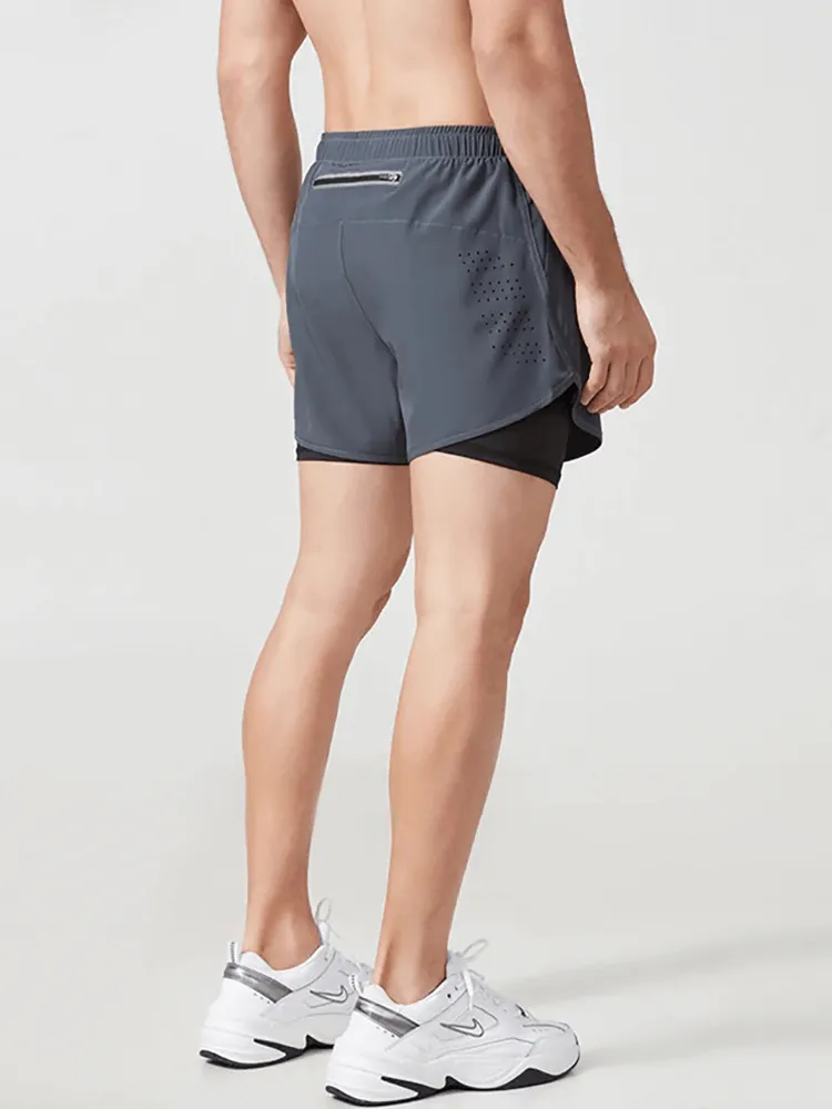 Double-deck Training Short Shorts with Pocket Back for Men - SF0440