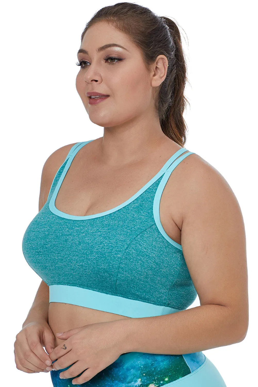 Double Straps Heathered Sports Bra