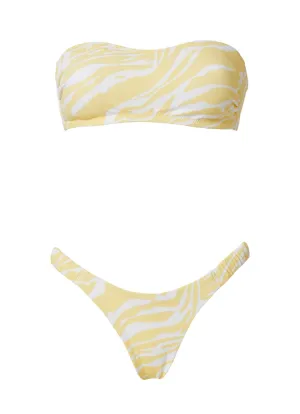 Evelyn Bandeau Bikini Rib Yellow Zebra