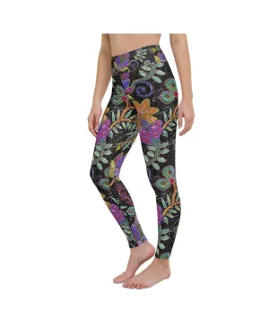 Faux Paillette Flower Yoga Pants