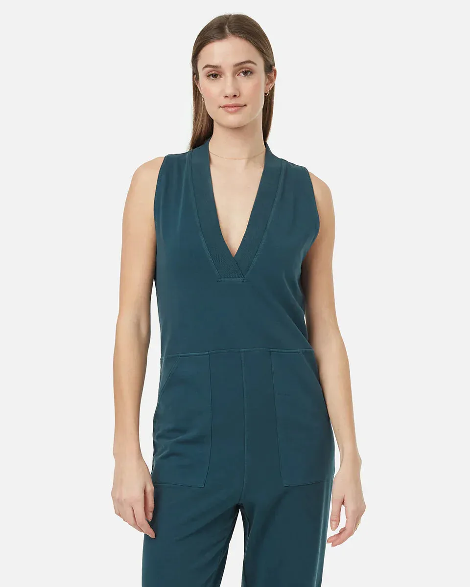 French Terry V-Neck Jumpsuit