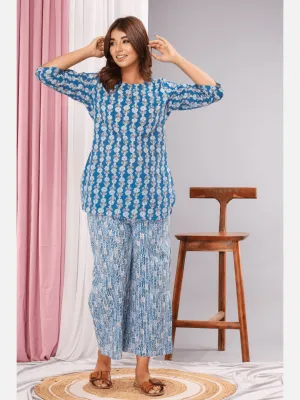 Frost Blue Cotton Lounge Wear