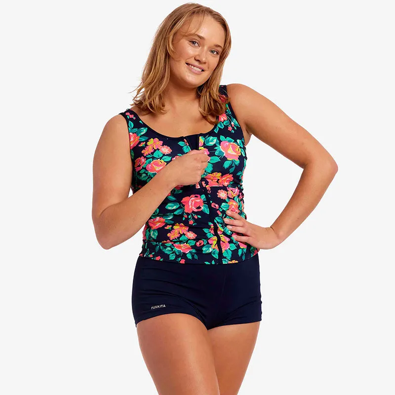 Funkita - Full Bloom - Ladies Zip Front Tankini Top