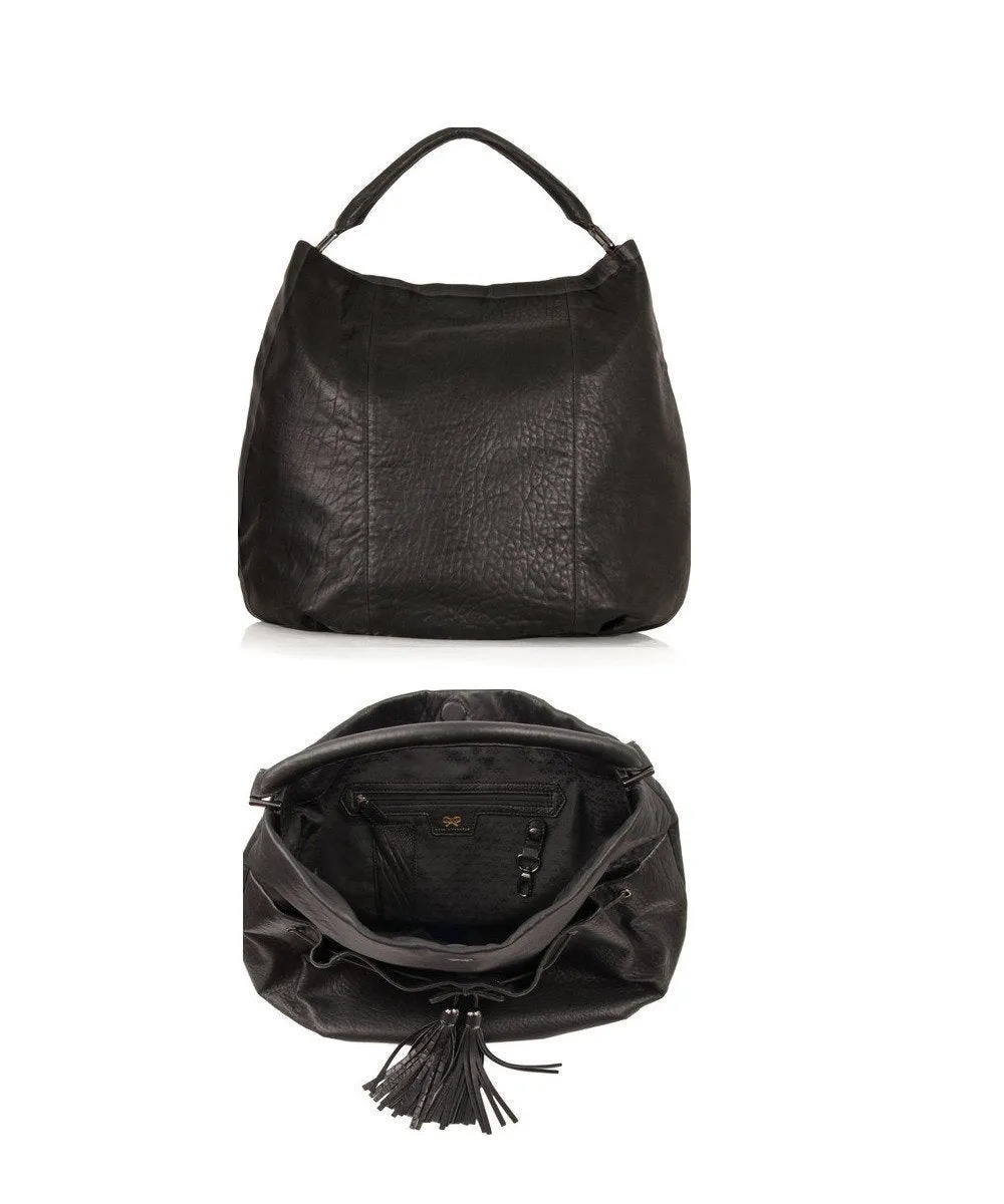 Grand sac Lacing en cuir grainé noir - Anya Hindmarch