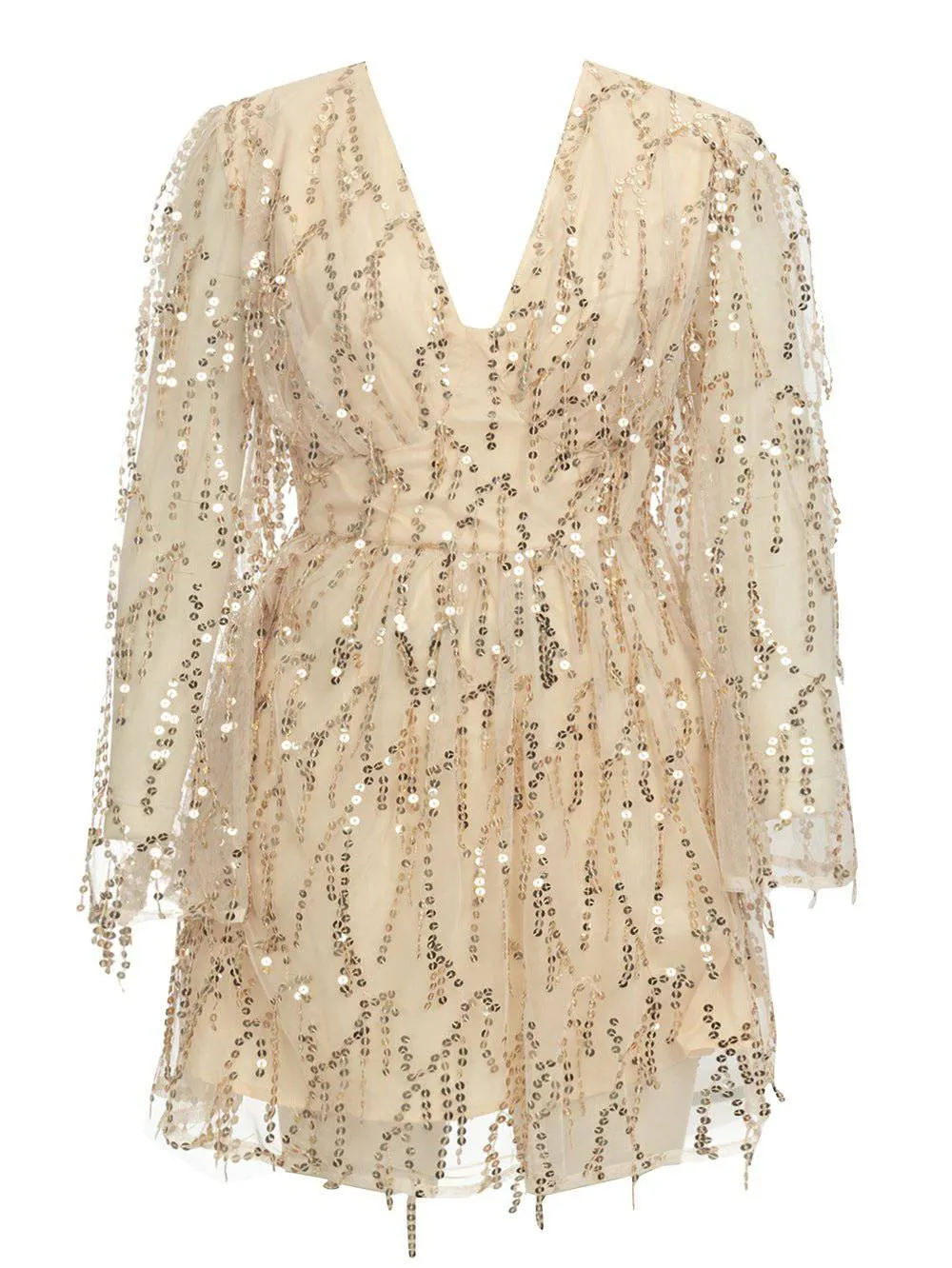 Harper Sequin Decor Flare Sleeve Dress