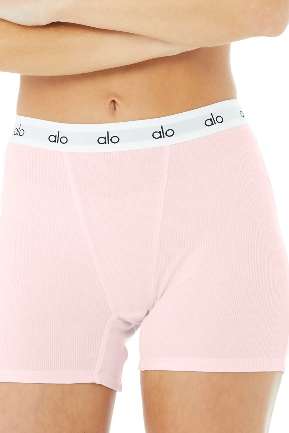 Icon Ribbed Boyshort - Powder Pink