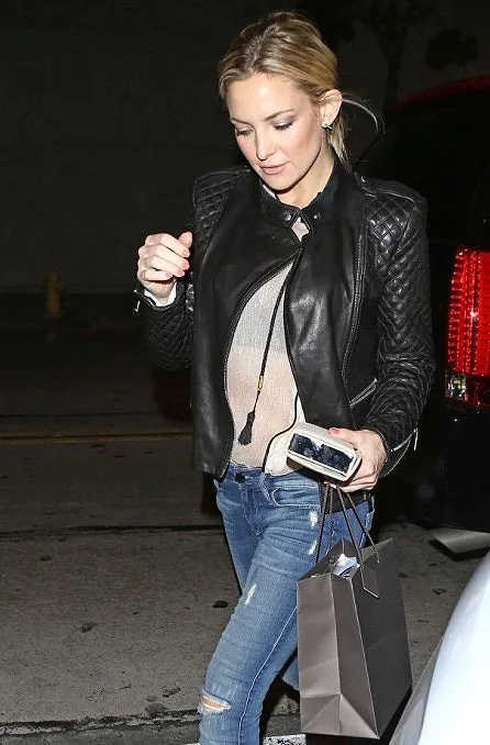 Kate Hudson Black Biker Leather Jacket