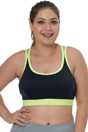 Lemon Double Straps Black Sports Bra