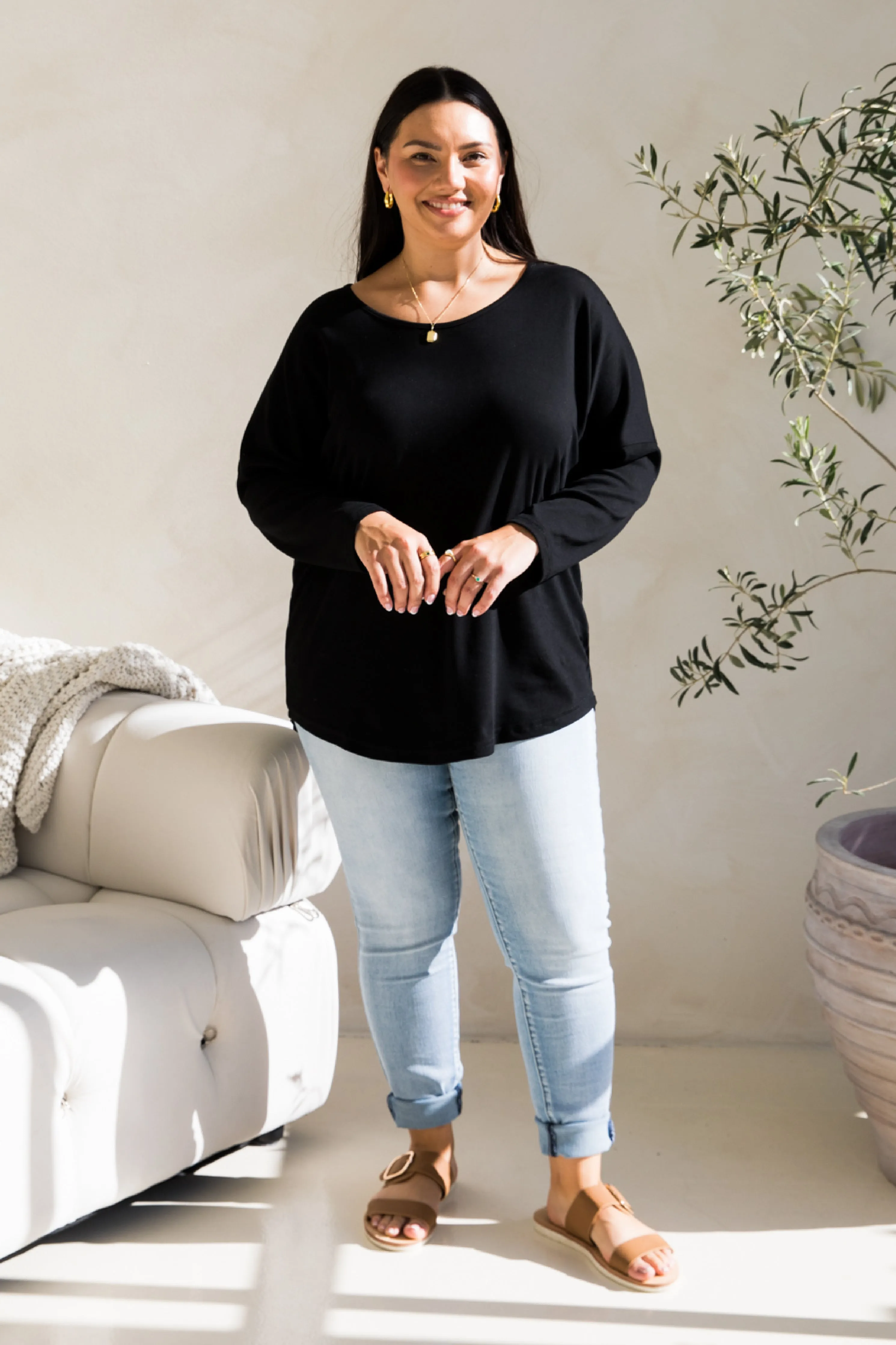 Long Sleeve Destiny Lounge Top | Black | FINAL SALE