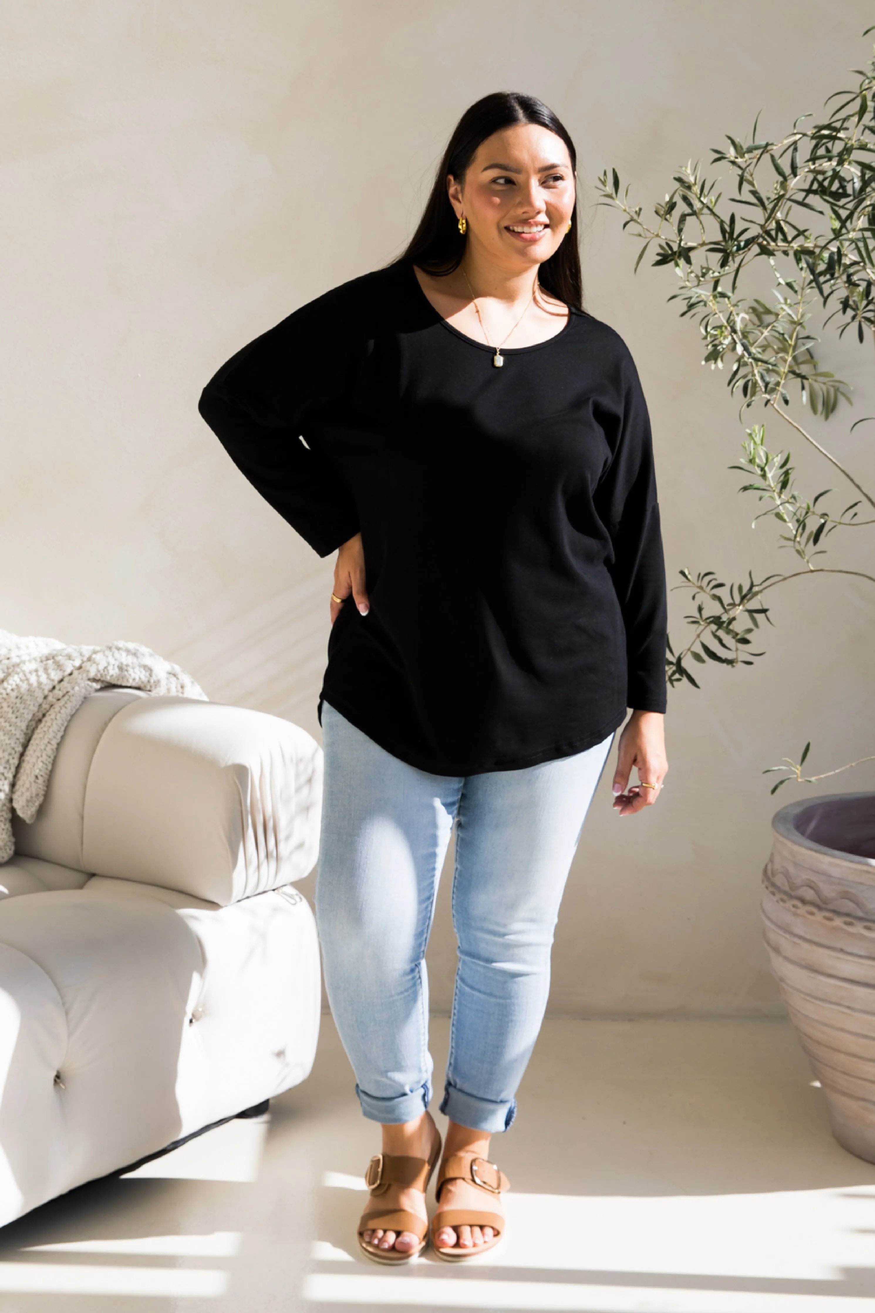 Long Sleeve Destiny Lounge Top | Black | FINAL SALE