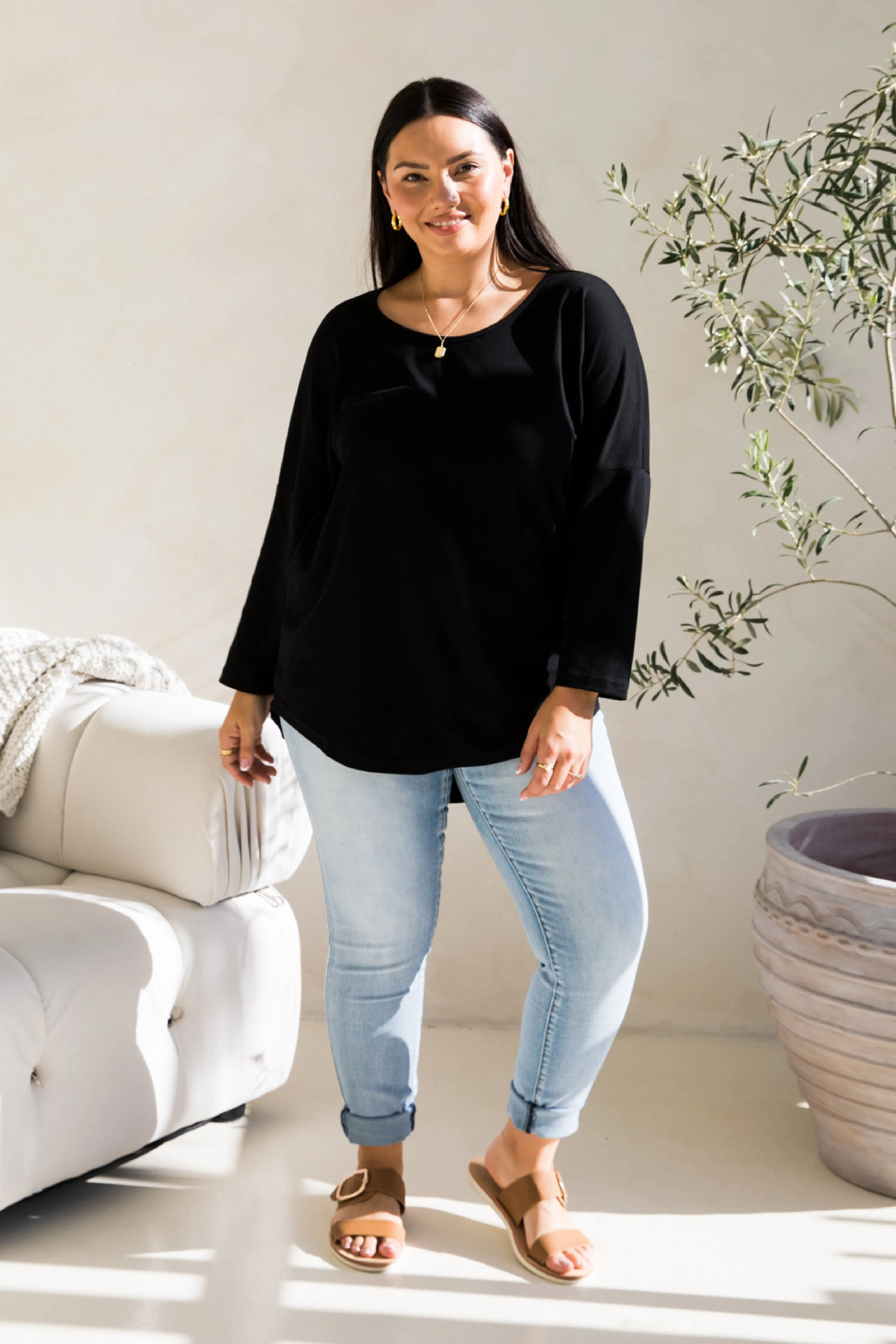 Long Sleeve Destiny Lounge Top | Black | FINAL SALE