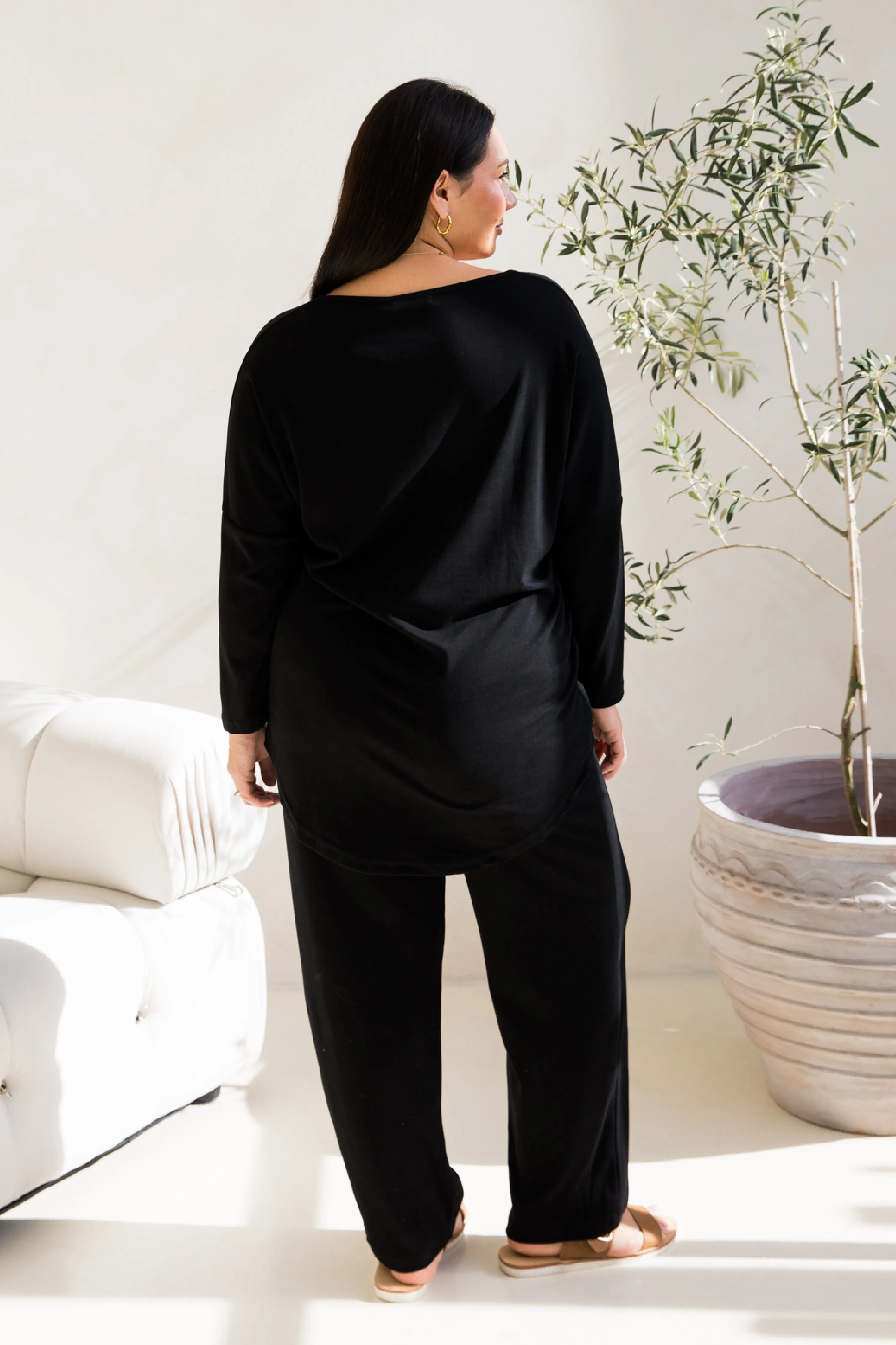 Long Sleeve Destiny Lounge Top | Black | FINAL SALE