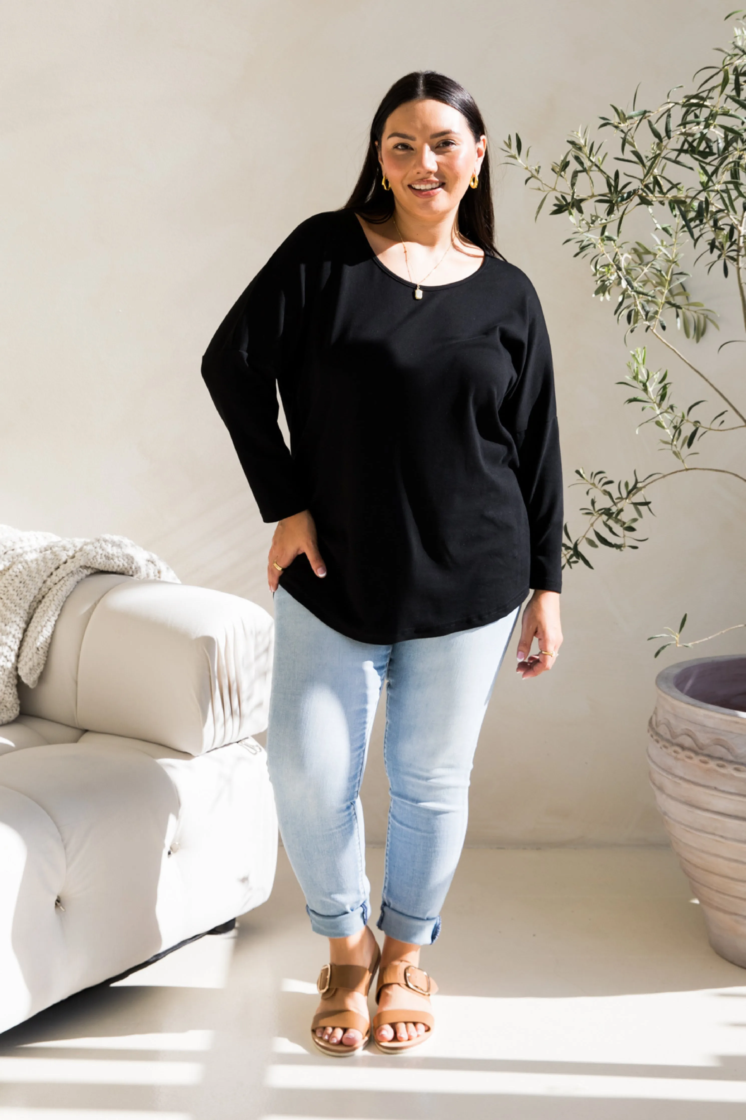 Long Sleeve Destiny Lounge Top | Black | FINAL SALE