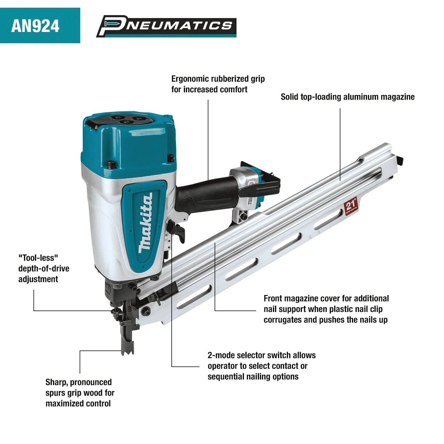 Makita (AN924-R) 21º Full Round Head 3-1/2" Framing Nailer (Factory Reconditioned)