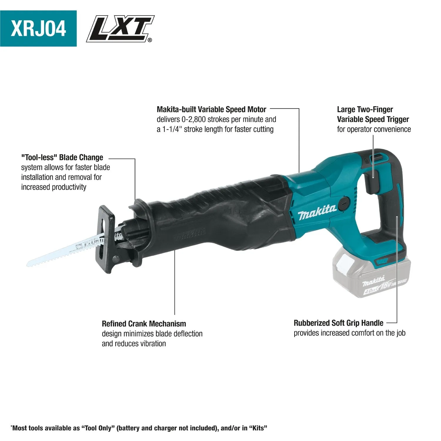 Makita (XRJ04Z-R) 18V LXT® Reciprocating Saw (Tool Only) (Factory Reconditioned)