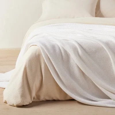 New - King Micro Waffle Bed Blanket White - Casaluna