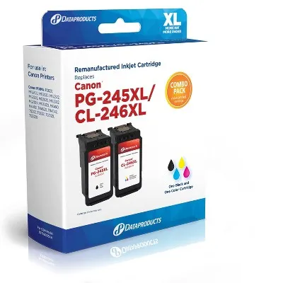 New - Remanufactured Black/Tricolor XL High Yield Ink Cartridges - Compatible with Canon PG-245XL/CL-246XL Ink Series - Dataproducts