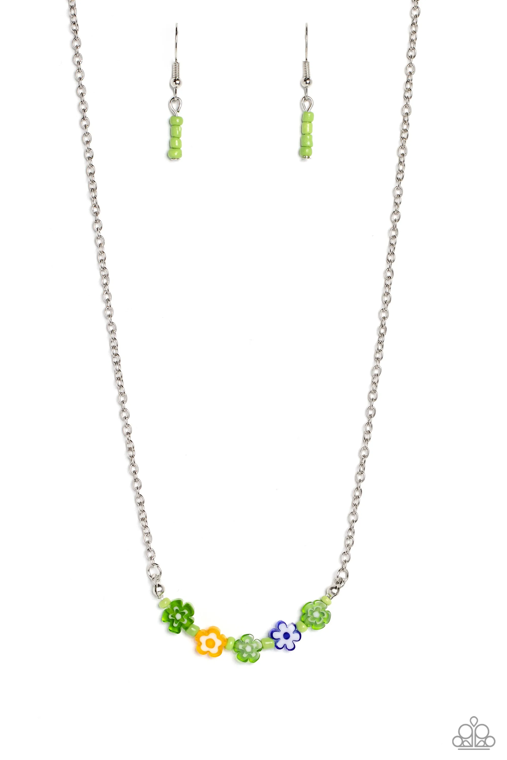 Open Door Jewelry - BOUQUET We Go - Green Necklace - Paparazzi Accessories