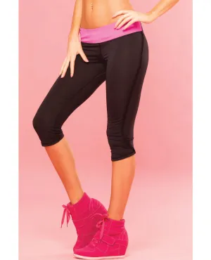 Pink Lipstick Sweat Fitness Pant Ruffle Fringe Side w/Secret Pocket Black