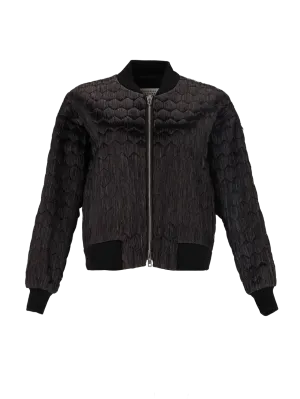 quilted raffia bomber jacket