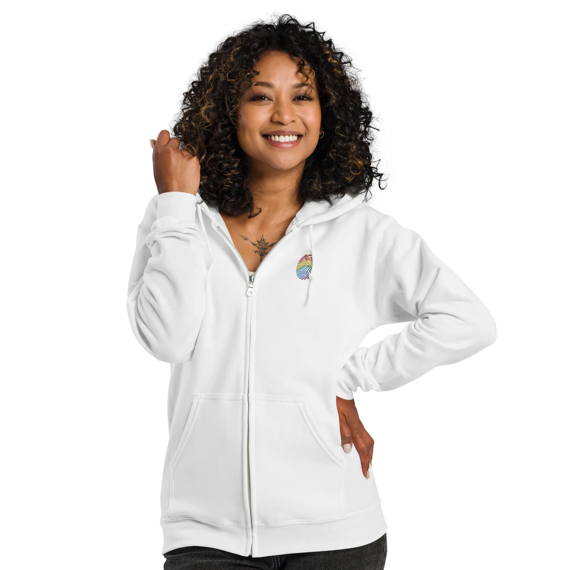 Rainbow Identity Embroidery Heavy Blend Zip Hoodie