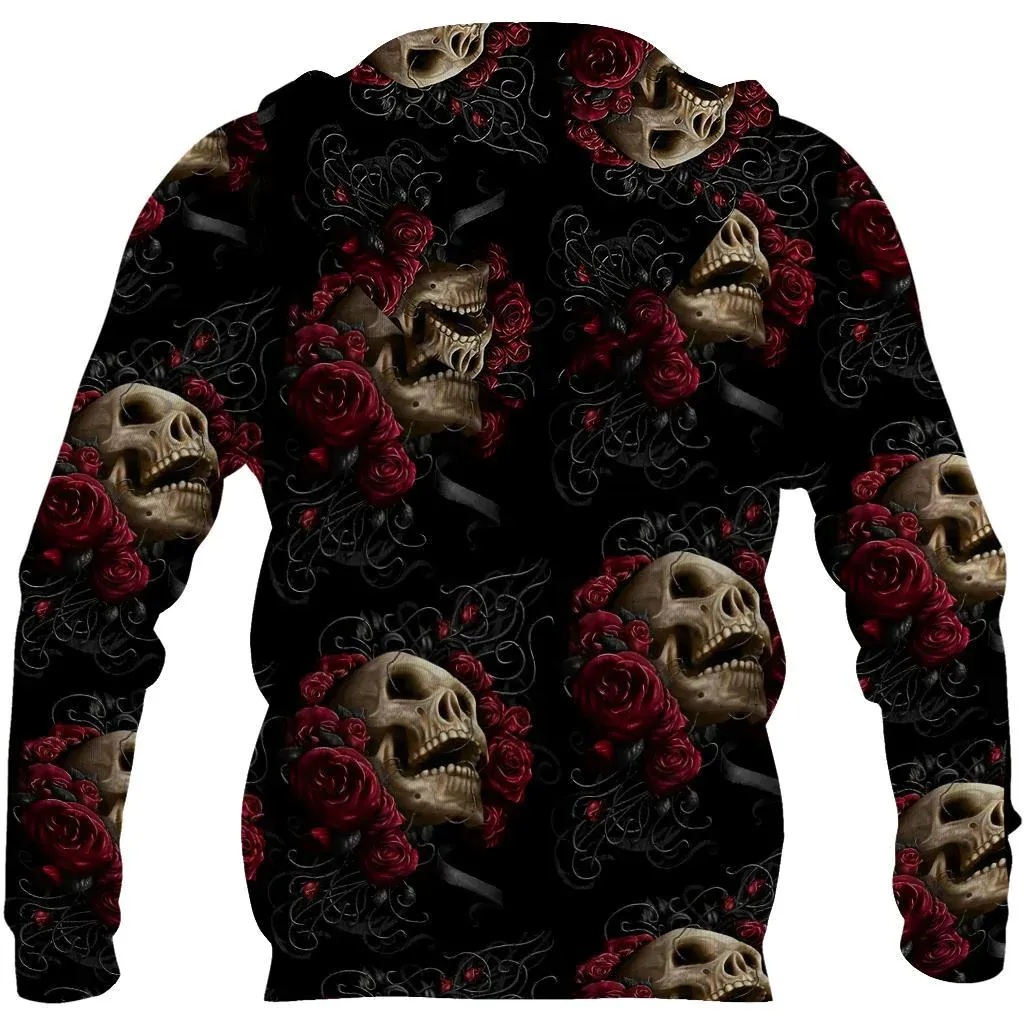 Skulls And Roses Art On Hoodies Women'S Skull Hoodies, Cool Skull Hoodies For Men