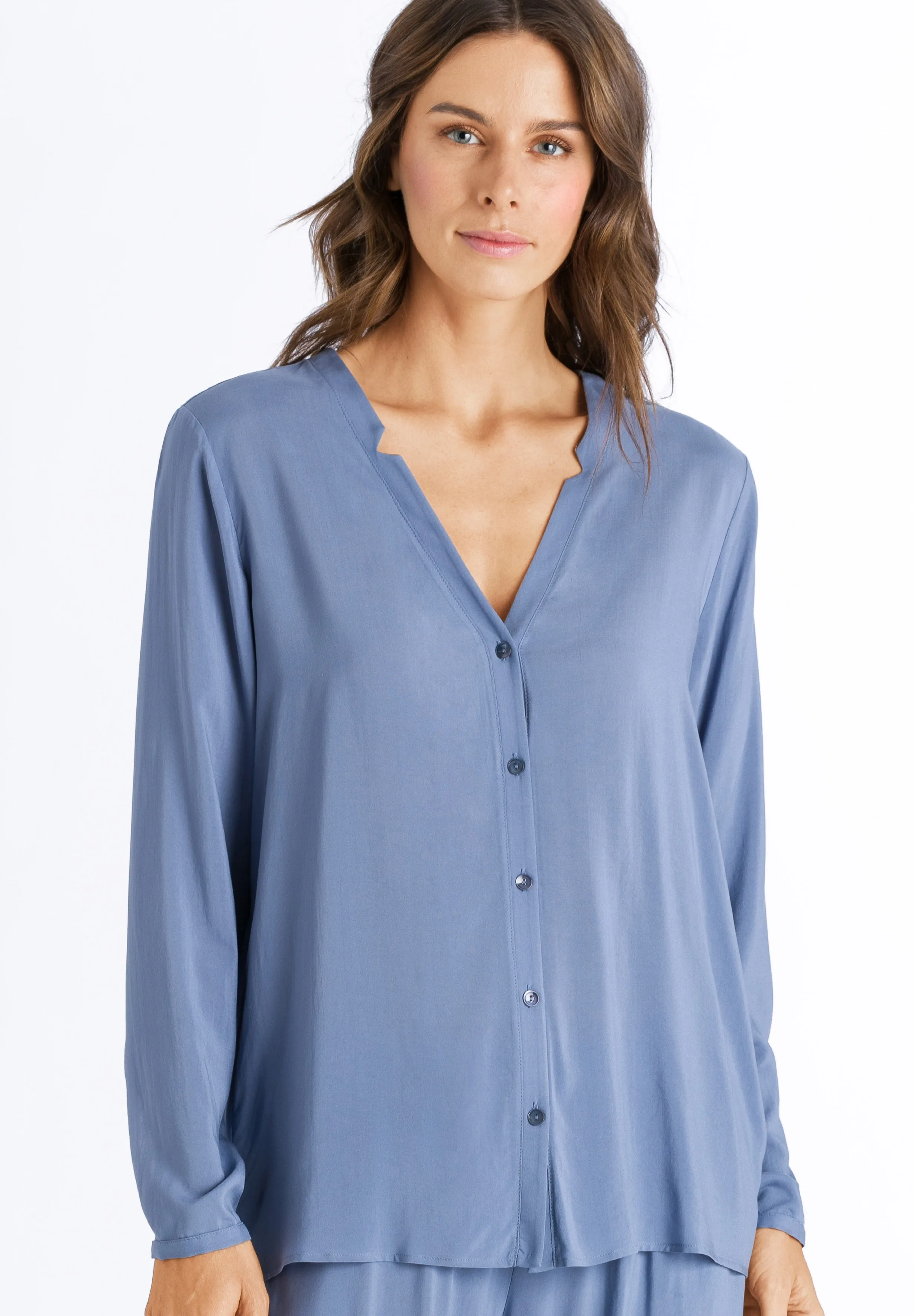 Sleep And Lounge Button Front Shirt | Soft Blue 77611-1530