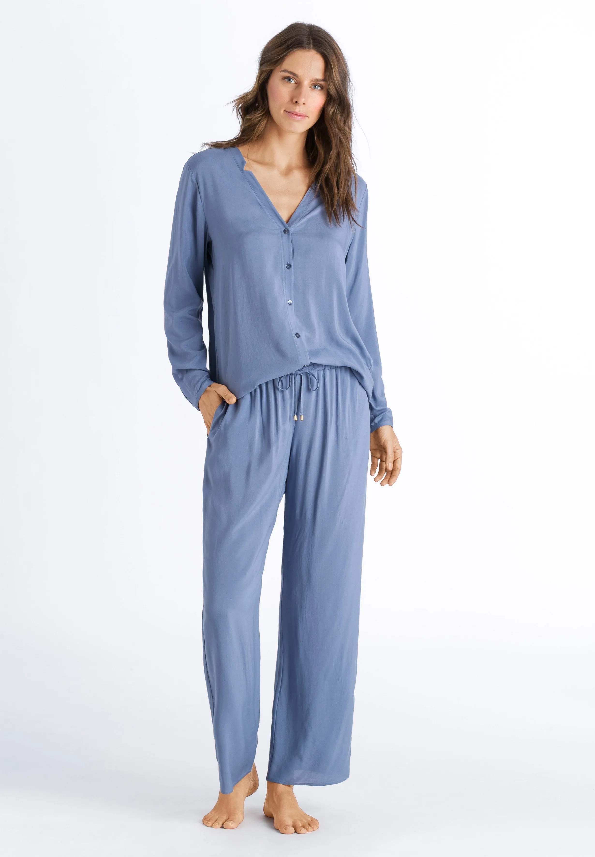 Sleep And Lounge Button Front Shirt | Soft Blue 77611-1530