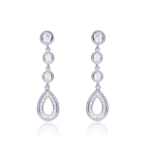 Sterling Silver Cubic Zirconia Pear Drop Earrings