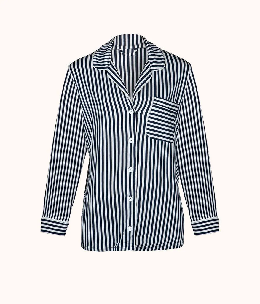 The All-Day Lounge Shirt - Print: Mini Stripe Print