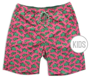 Turtle Tour: Kid's Swim Trunks - Coral