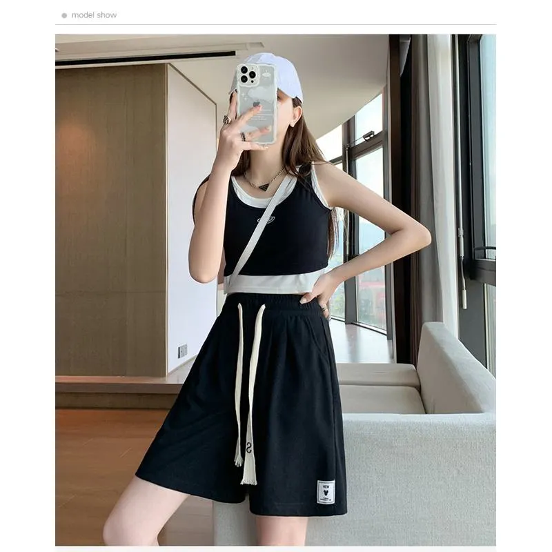 Versatile Wide-Leg Loose Fit Sports Worn Outside Shorts