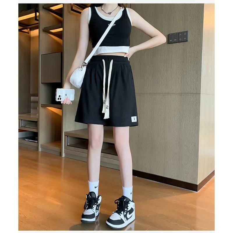 Versatile Wide-Leg Loose Fit Sports Worn Outside Shorts