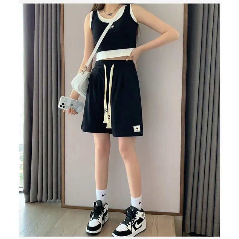 Versatile Wide-Leg Loose Fit Sports Worn Outside Shorts